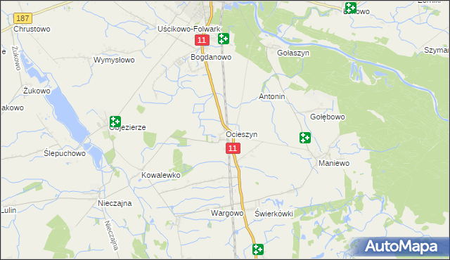 mapa Ocieszyn, Ocieszyn na mapie Targeo