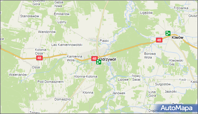 mapa Odrzywół, Odrzywół na mapie Targeo