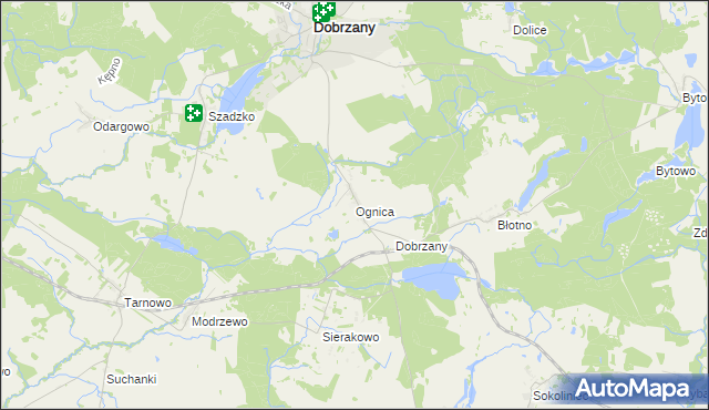 mapa Ognica gmina Dobrzany, Ognica gmina Dobrzany na mapie Targeo