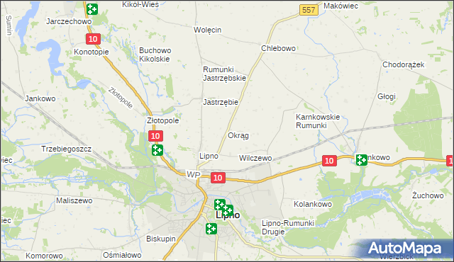 mapa Okrąg, Okrąg na mapie Targeo