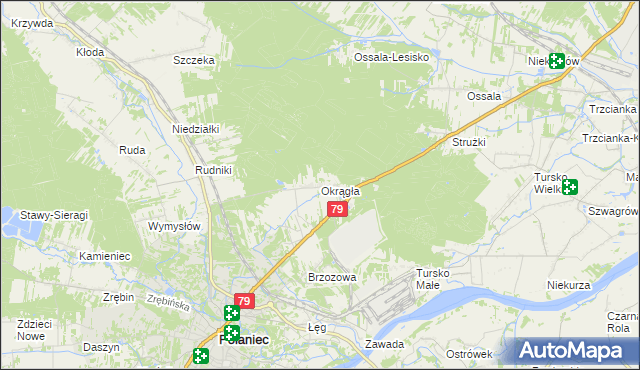 mapa Okrągła, Okrągła na mapie Targeo