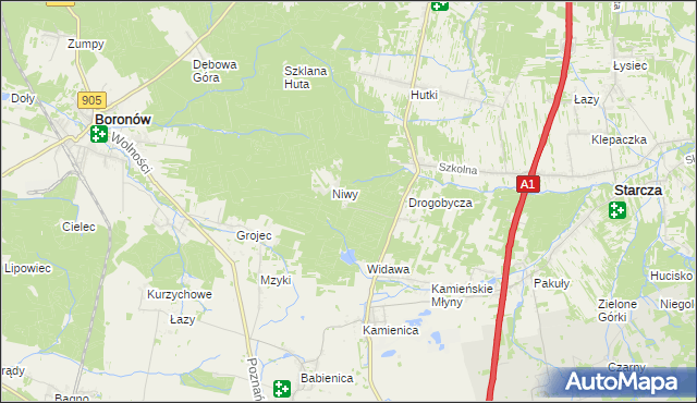 mapa Okrąglik gmina Woźniki, Okrąglik gmina Woźniki na mapie Targeo