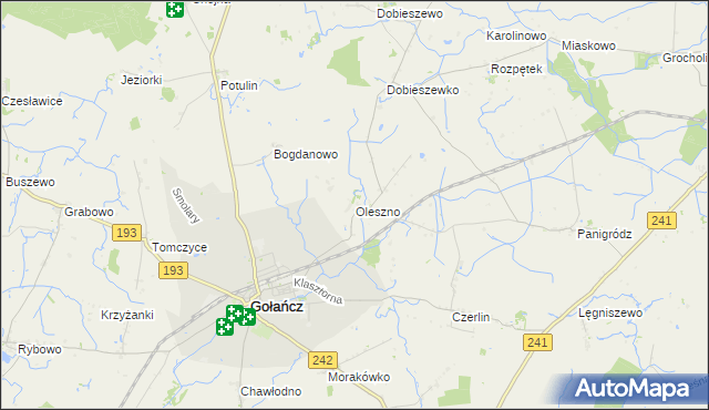 mapa Oleszno gmina Gołańcz, Oleszno gmina Gołańcz na mapie Targeo