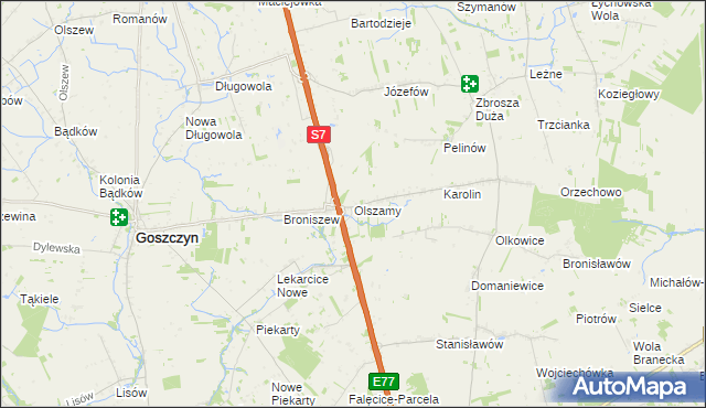 mapa Olszamy, Olszamy na mapie Targeo