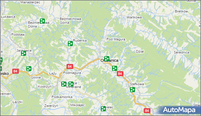 mapa Olszanica powiat leski, Olszanica powiat leski na mapie Targeo