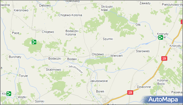 mapa Olszewo gmina Boćki, Olszewo gmina Boćki na mapie Targeo