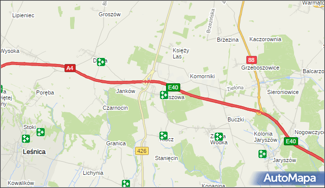 mapa Olszowa gmina Ujazd, Olszowa gmina Ujazd na mapie Targeo