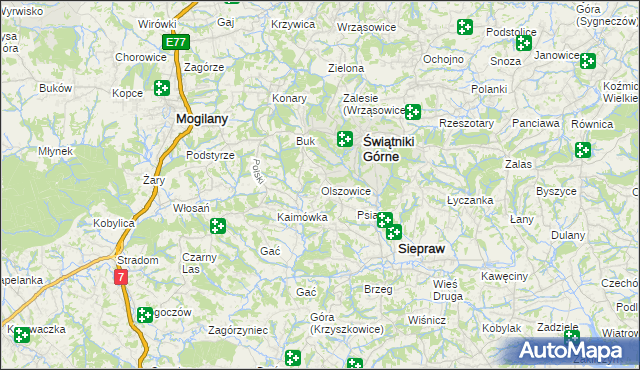 mapa Olszowice, Olszowice na mapie Targeo