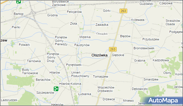 mapa Olszówka powiat kolski, Olszówka powiat kolski na mapie Targeo