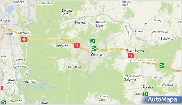 mapa Olsztyn powiat częstochowski, Olsztyn powiat częstochowski na mapie Targeo