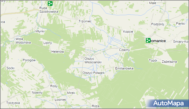 mapa Olszyc Szlachecki, Olszyc Szlachecki na mapie Targeo