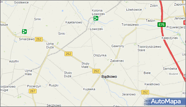 mapa Olszynka gmina Bądkowo, Olszynka gmina Bądkowo na mapie Targeo