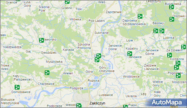 mapa Olszyny gmina Wojnicz, Olszyny gmina Wojnicz na mapie Targeo