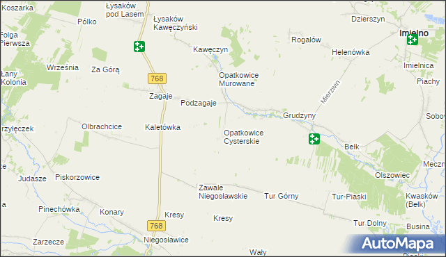 mapa Opatkowice Cysterskie, Opatkowice Cysterskie na mapie Targeo