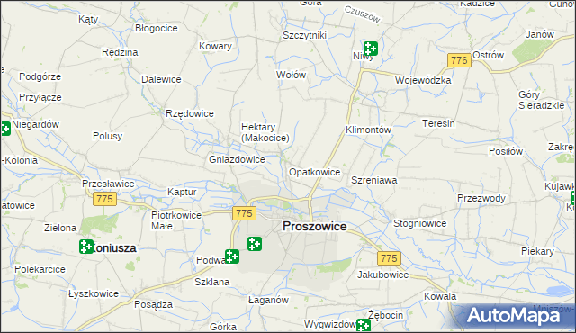 mapa Opatkowice gmina Proszowice, Opatkowice gmina Proszowice na mapie Targeo