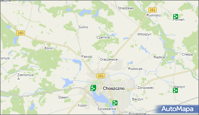 mapa Oraczewice, Oraczewice na mapie Targeo