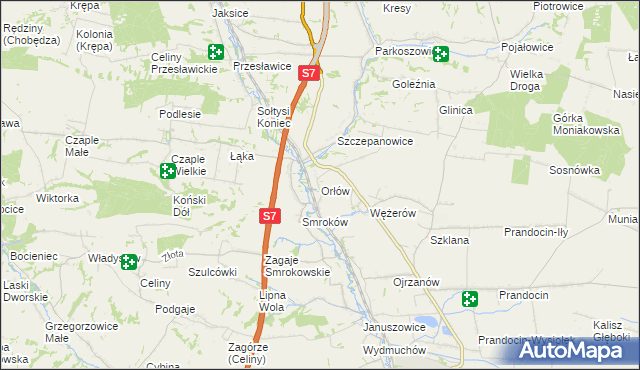 mapa Orłów gmina Słomniki, Orłów gmina Słomniki na mapie Targeo