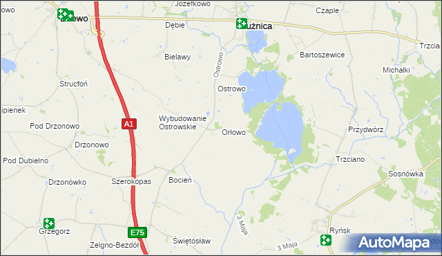 mapa Orłowo gmina Płużnica, Orłowo gmina Płużnica na mapie Targeo