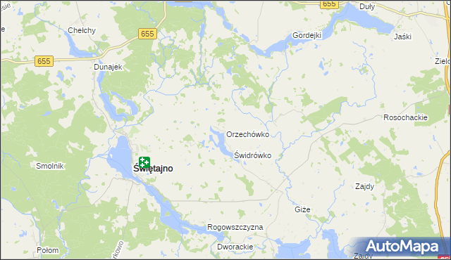 mapa Orzechówko gmina Świętajno, Orzechówko gmina Świętajno na mapie Targeo