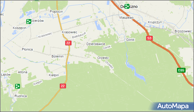 mapa Orzelec, Orzelec na mapie Targeo