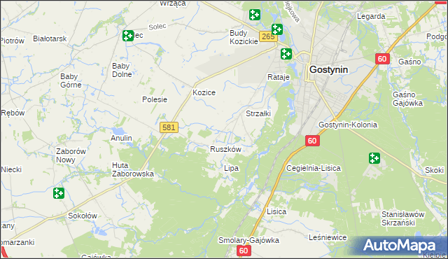 mapa Osada gmina Gostynin, Osada gmina Gostynin na mapie Targeo