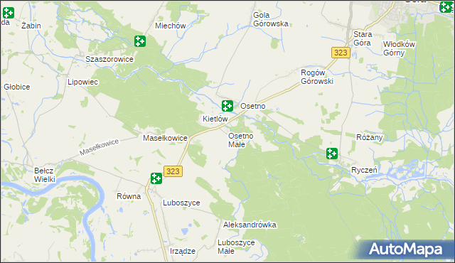 mapa Osetno Małe, Osetno Małe na mapie Targeo