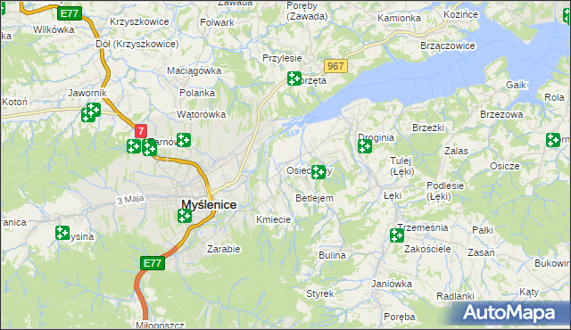 mapa Osieczany, Osieczany na mapie Targeo