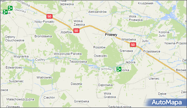 mapa Osieczek gmina Pniewy, Osieczek gmina Pniewy na mapie Targeo