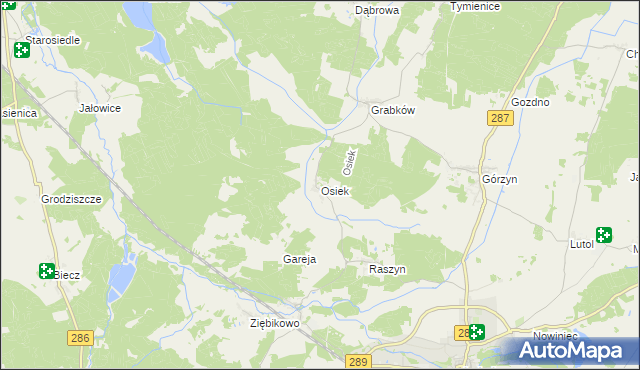 mapa Osiek gmina Lubsko, Osiek gmina Lubsko na mapie Targeo