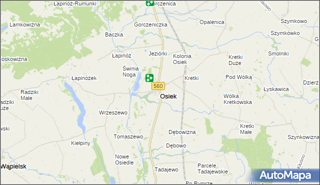 mapa Osiek powiat brodnicki, Osiek powiat brodnicki na mapie Targeo