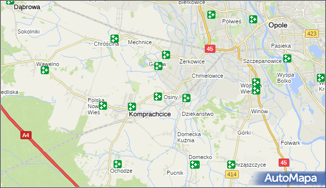 mapa Osiny gmina Komprachcice, Osiny gmina Komprachcice na mapie Targeo
