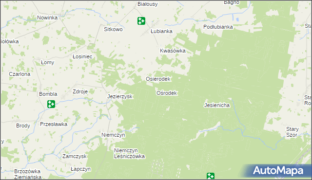 mapa Ośrodek gmina Czarna Białostocka, Ośrodek gmina Czarna Białostocka na mapie Targeo