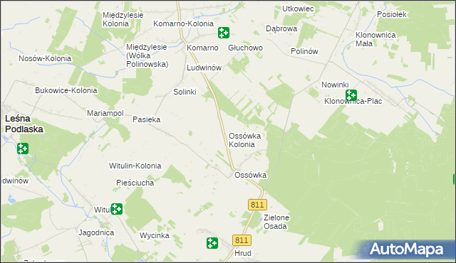 mapa Ossówka Kolonia, Ossówka Kolonia na mapie Targeo