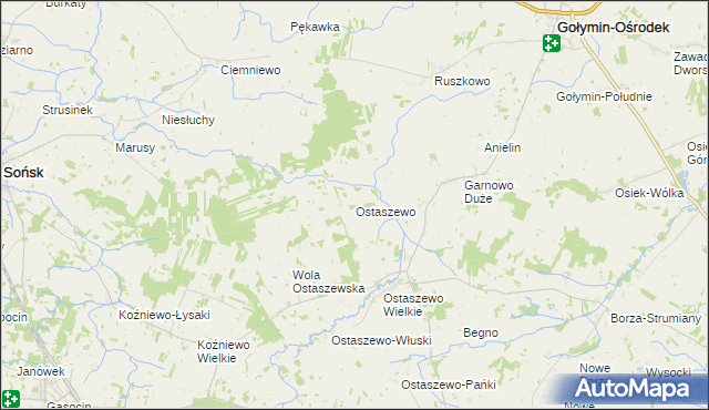 mapa Ostaszewo gmina Sońsk, Ostaszewo gmina Sońsk na mapie Targeo