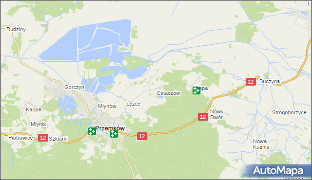 mapa Ostaszów, Ostaszów na mapie Targeo