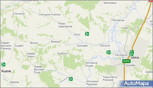mapa Ostrówek gmina Izbica, Ostrówek gmina Izbica na mapie Targeo