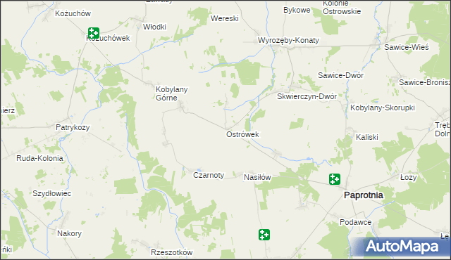 mapa Ostrówek gmina Repki, Ostrówek gmina Repki na mapie Targeo