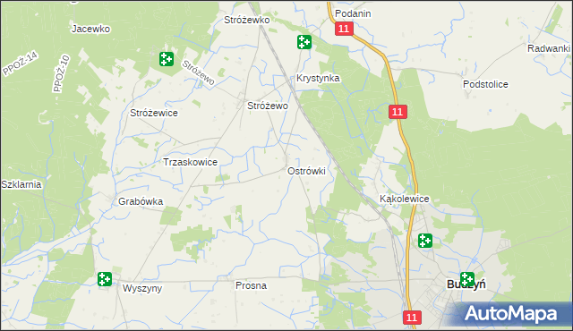 mapa Ostrówki gmina Budzyń, Ostrówki gmina Budzyń na mapie Targeo