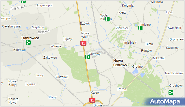 mapa Ostrowy-Cukrownia, Ostrowy-Cukrownia na mapie Targeo