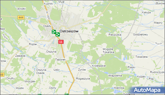 mapa Ostrzeszów-Pustkowie, Ostrzeszów-Pustkowie na mapie Targeo