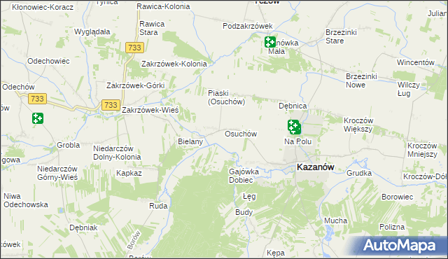 mapa Osuchów gmina Kazanów, Osuchów gmina Kazanów na mapie Targeo