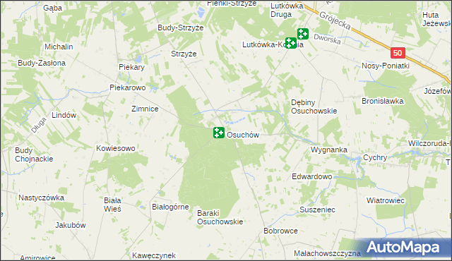 mapa Osuchów gmina Mszczonów, Osuchów gmina Mszczonów na mapie Targeo
