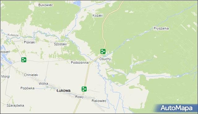 mapa Osuchy gmina Łukowa, Osuchy gmina Łukowa na mapie Targeo