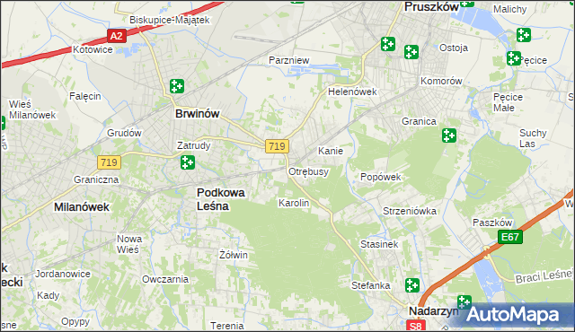 mapa Otrębusy, Otrębusy na mapie Targeo