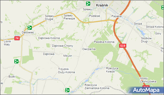 mapa Owczarnia gmina Trzydnik Duży, Owczarnia gmina Trzydnik Duży na mapie Targeo