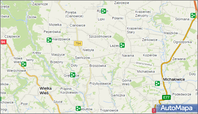 mapa Owczary gmina Zielonki, Owczary gmina Zielonki na mapie Targeo