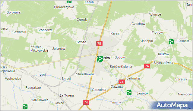 mapa Ożarów powiat opatowski, Ożarów powiat opatowski na mapie Targeo