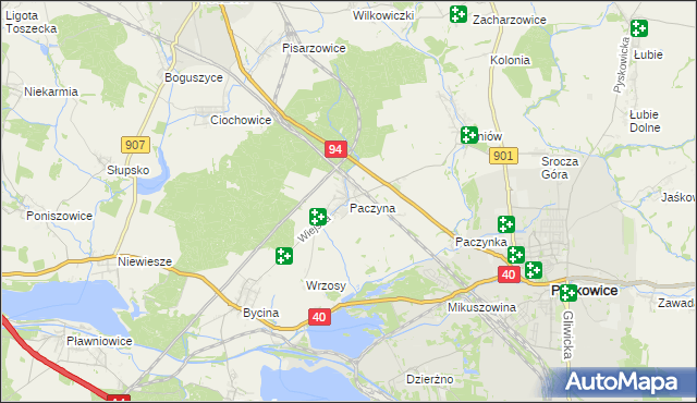 mapa Paczyna, Paczyna na mapie Targeo