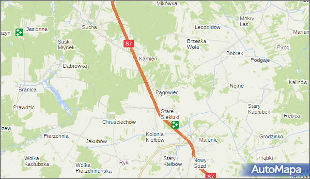mapa Pągowiec gmina Stara Błotnica, Pągowiec gmina Stara Błotnica na mapie Targeo
