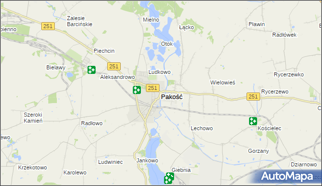 mapa Pakość powiat inowrocławski, Pakość powiat inowrocławski na mapie Targeo